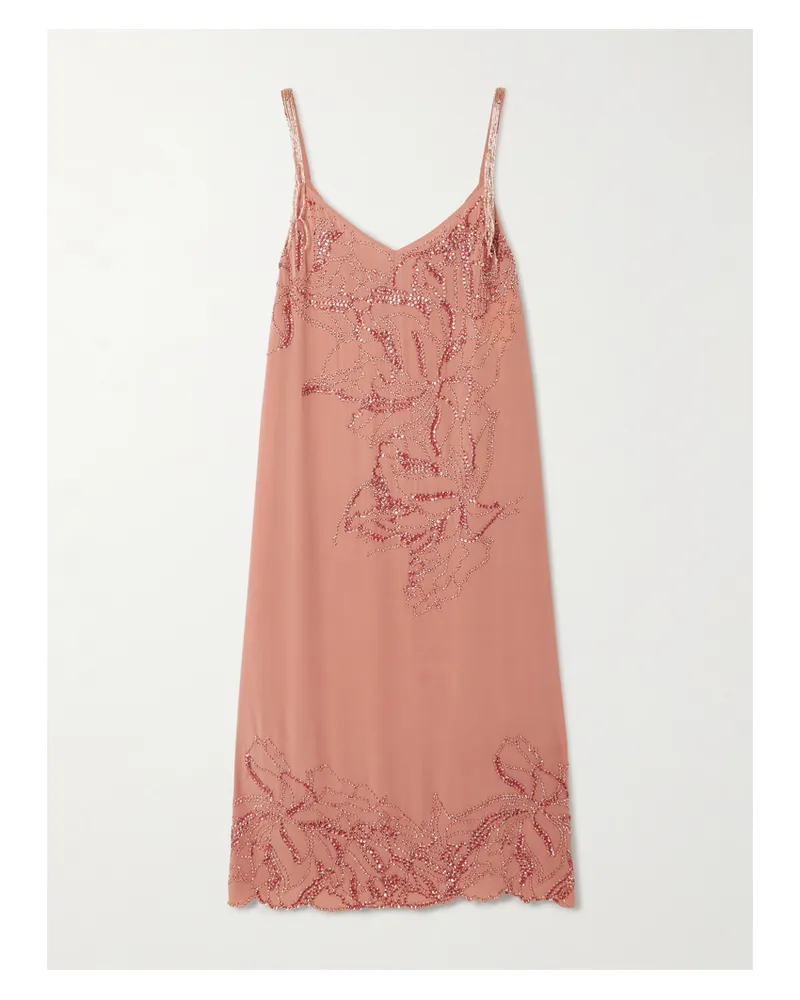 Dries van Noten Seidenkleid Mit Zierperlen - Pink Pink