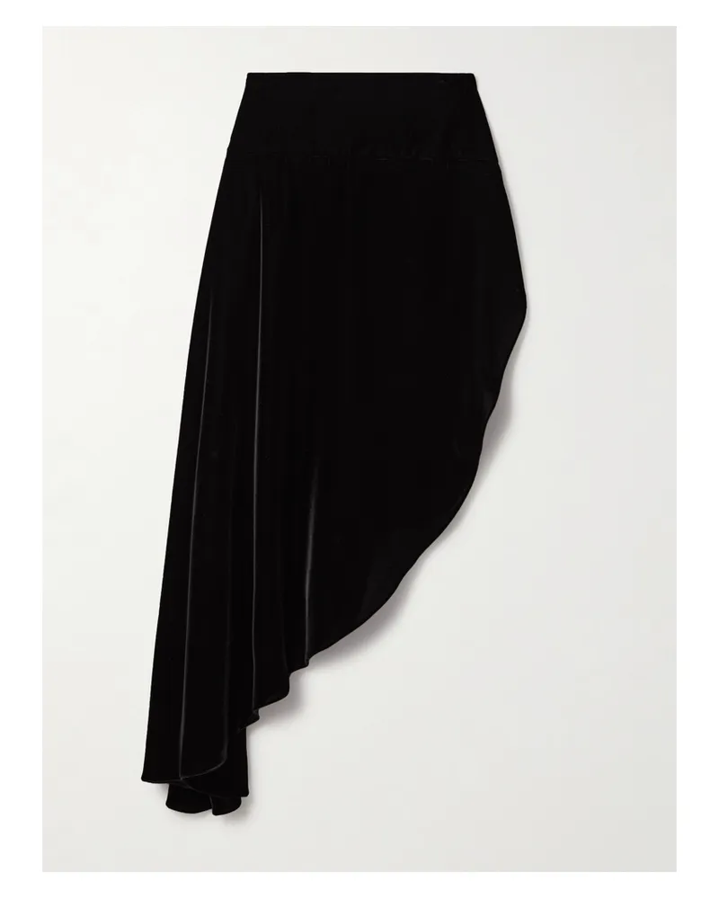 Alaïa Asymmetric Velvet Skirt - Black Black