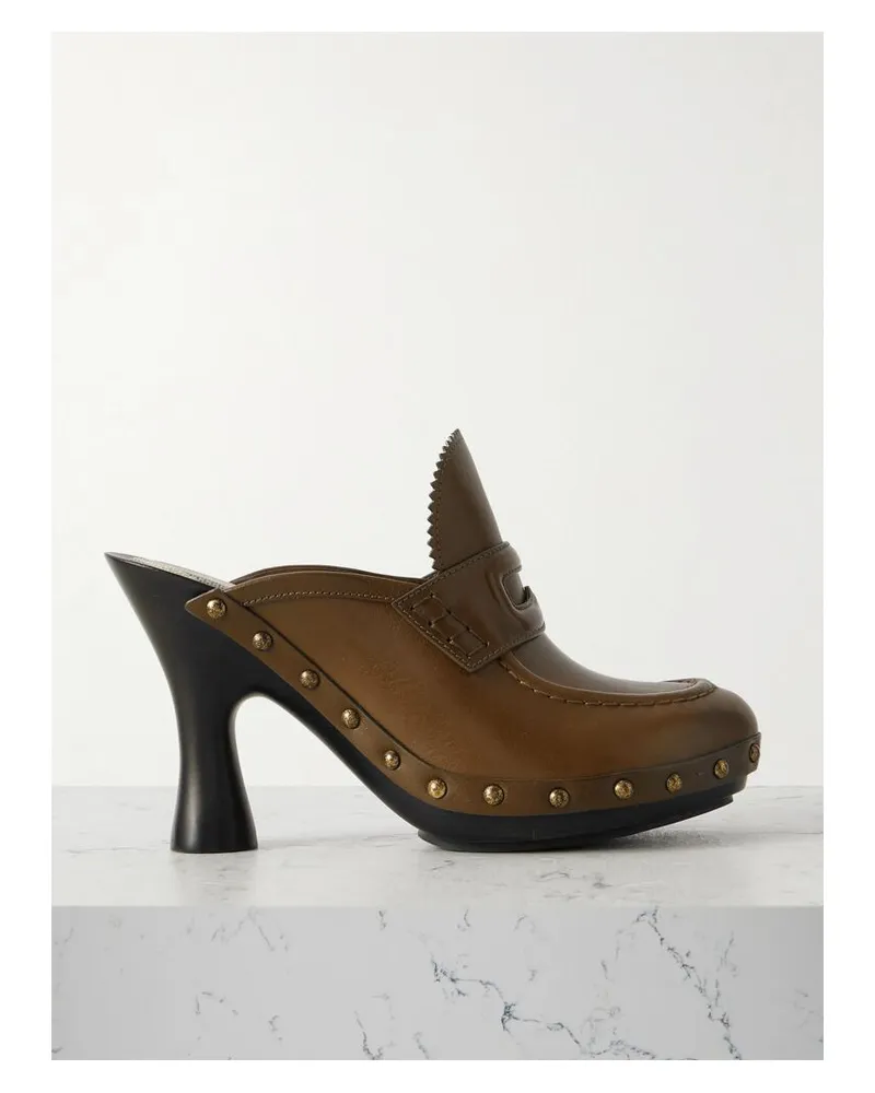 Burberry Mules Aus Leder Mit Nieten - Grün Grün