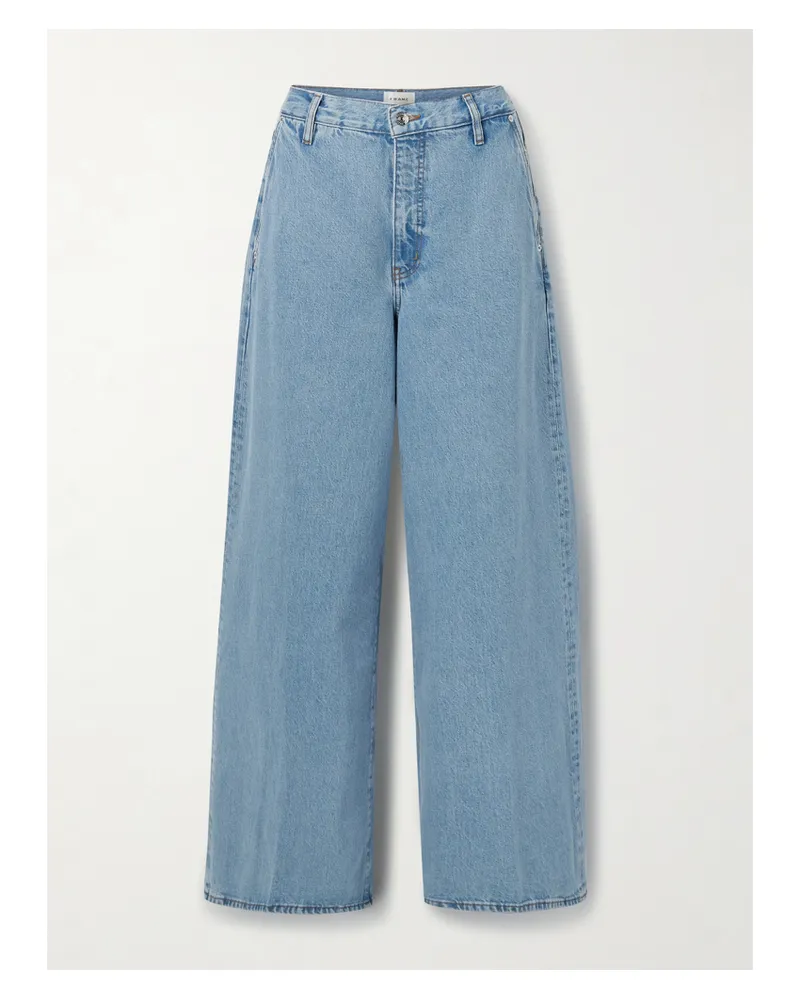 Frame Denim The Drape Halbhohe Jeans Mit Weitem Bein Aus Bio-denim - Blau Blau
