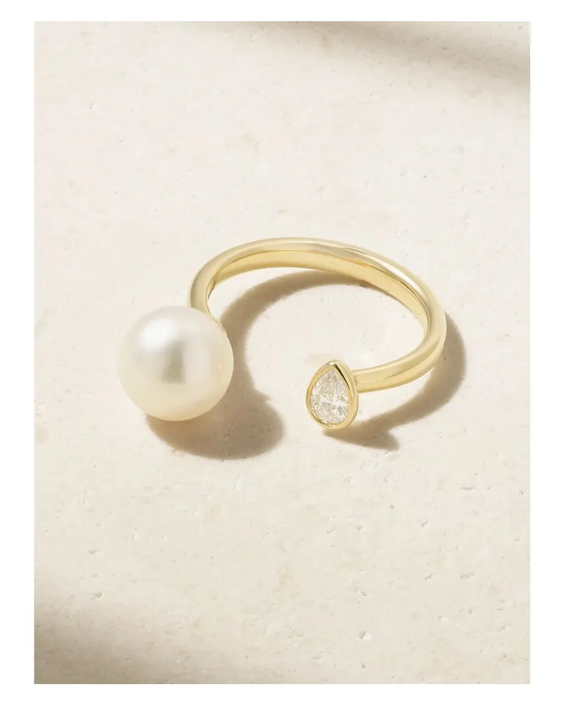 MIZUKI Ring Aus 14 Karat Gold Mit Perle Und Diamant Gold