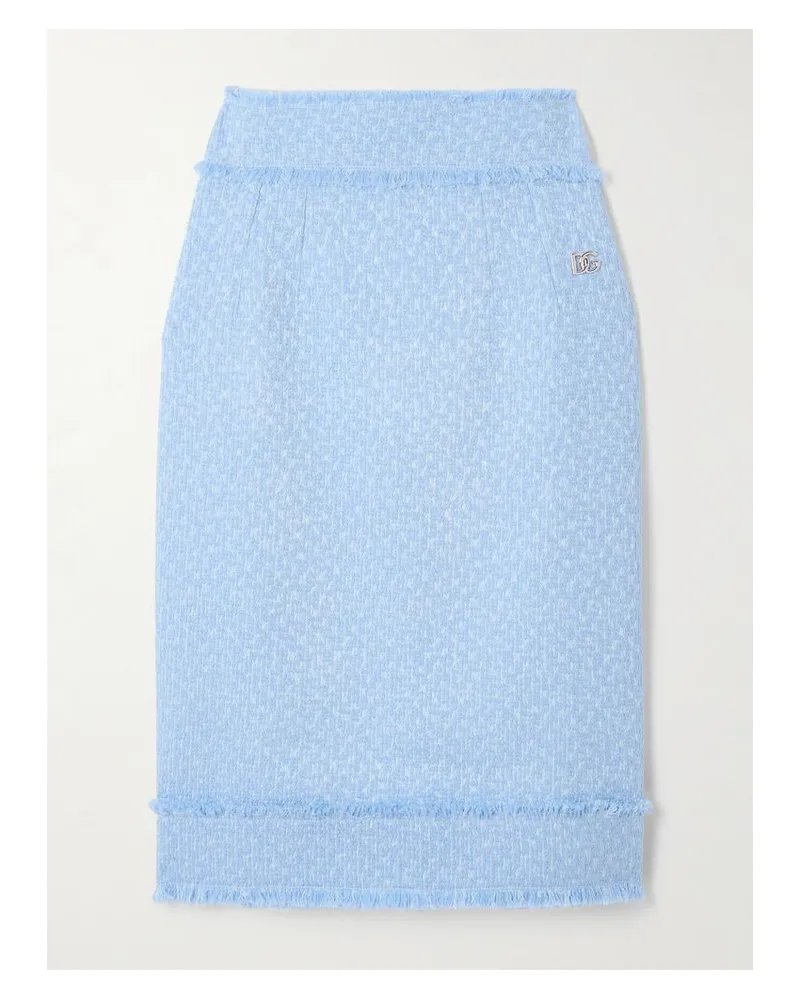 Dolce & Gabbana Midirock Aus Tweed Aus Einer Wollmischung Mit Fransen - Blau Blau