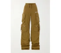 Cargohose Mit Weitem Bein Aus Stretch-baumwoll-jersey Mit Verzierung - Grün