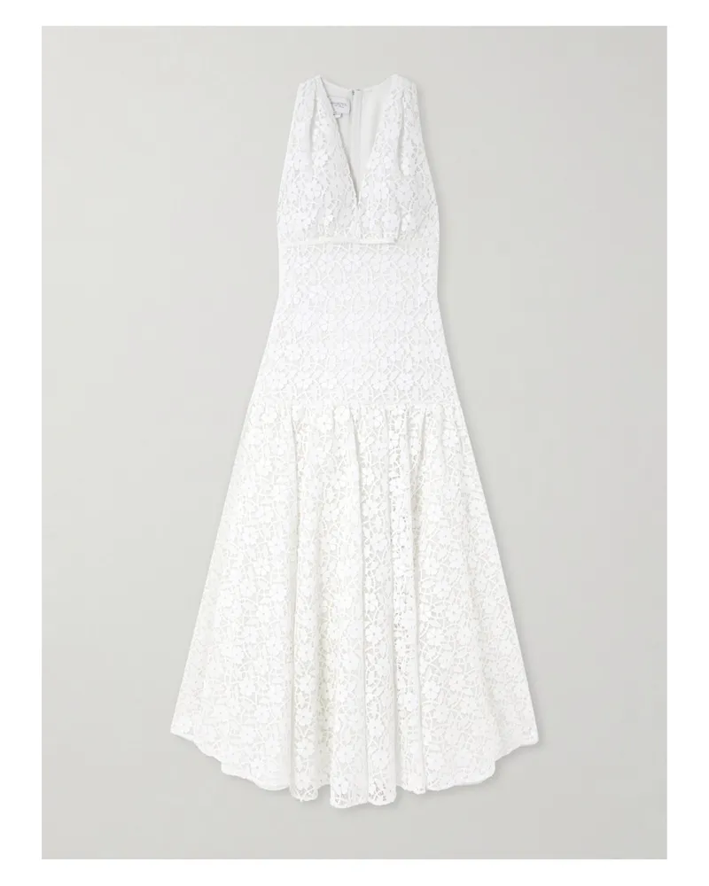 Giambattista Valli Robe Aus Schnurgebundener Spitze Mit Satinbesatz Und Falten - Elfenbein Elfenbein