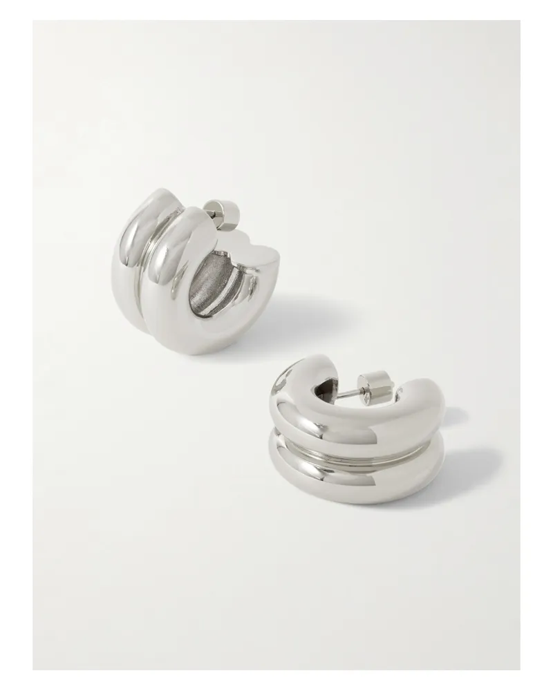 Martha Calvo Double Rhodium-plated Hoop Earrings - Silver Silver
