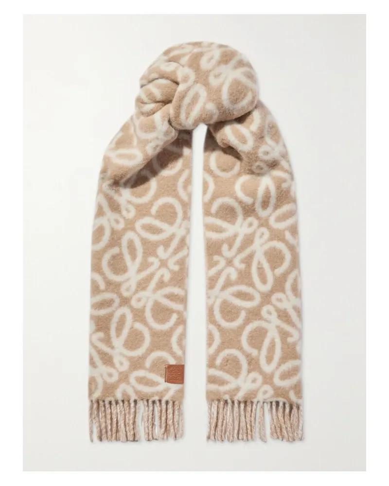 Loewe Schal Aus Jacquard-strick Mit Fransen - Neutral Neutral