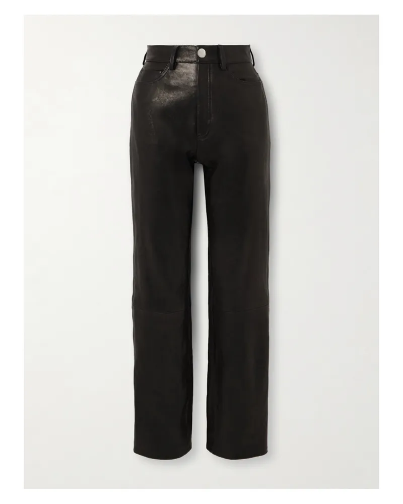 KHAITE Danielle Hose Mit Geradem Bein Aus Leder - Schwarz Schwarz