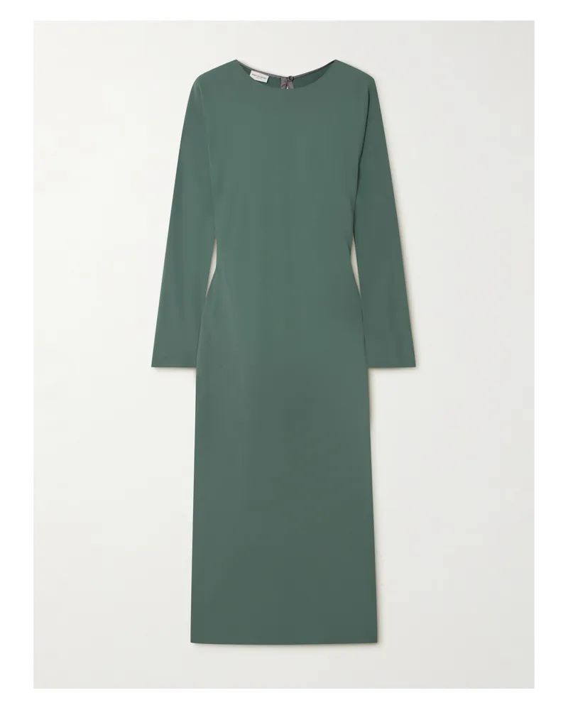 Dries van Noten Midikleid Aus Crêpe De Chine - Grün Grün
