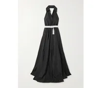 Neckholder-robe Aus Habutai-seide Mit Gürtel - Schwarz
