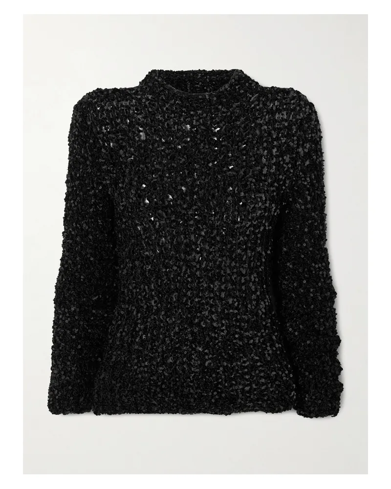 Jil Sander Pullover In Lochstrick Mit Pailletten - Schwarz Schwarz