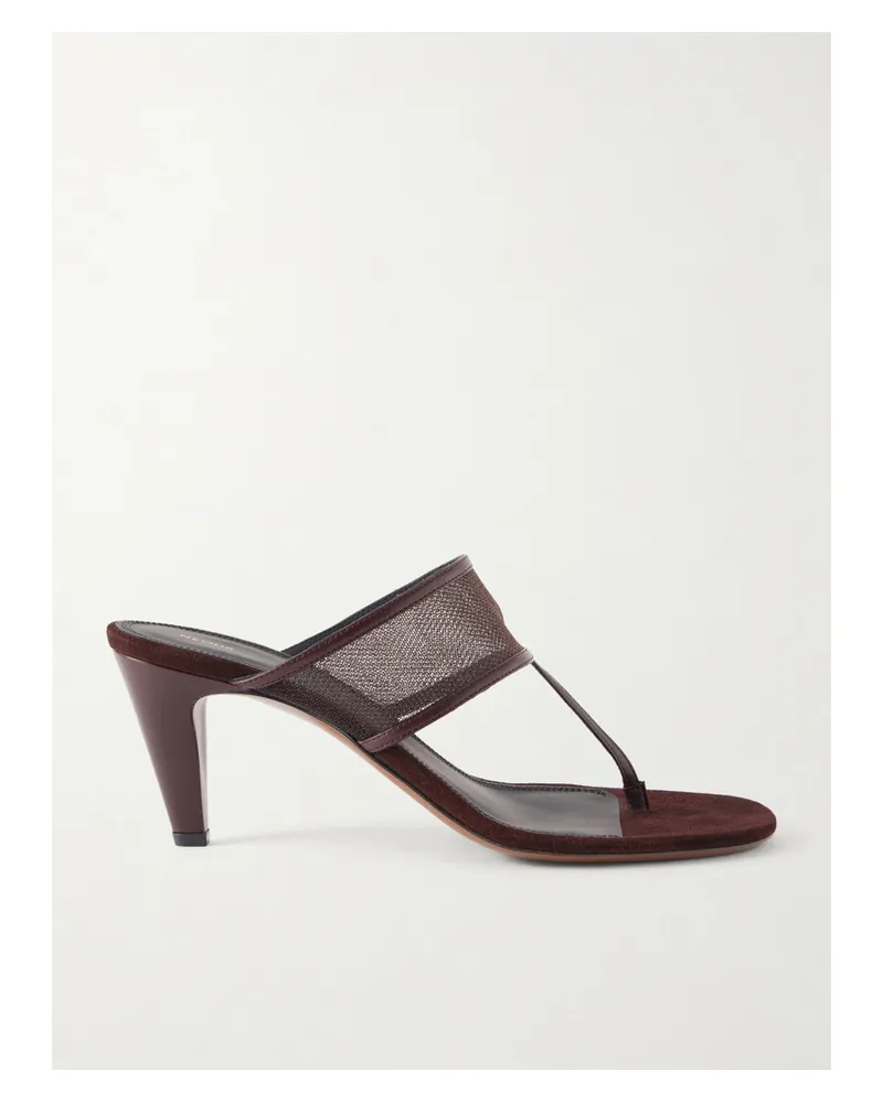 NEOUS Vena 65 Leather-trimmed Mesh Sandals - Brown Brown