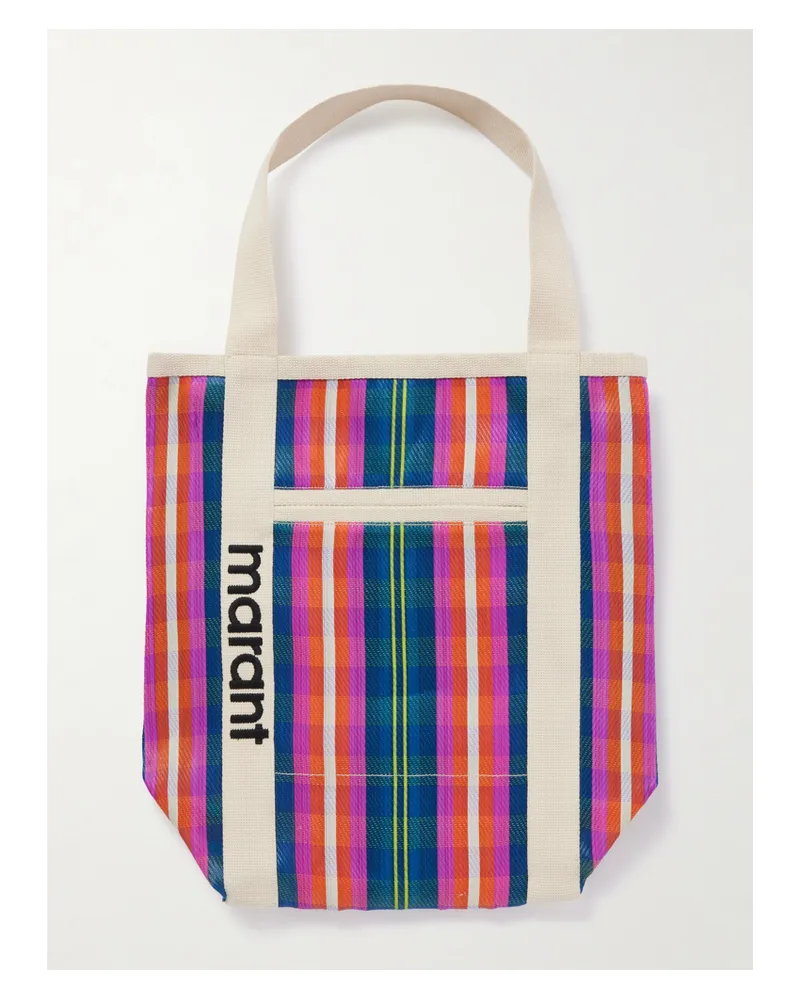 Isabel Marant Darwen Striped Canvas-trimmed Nylon Tote - Pink Pink