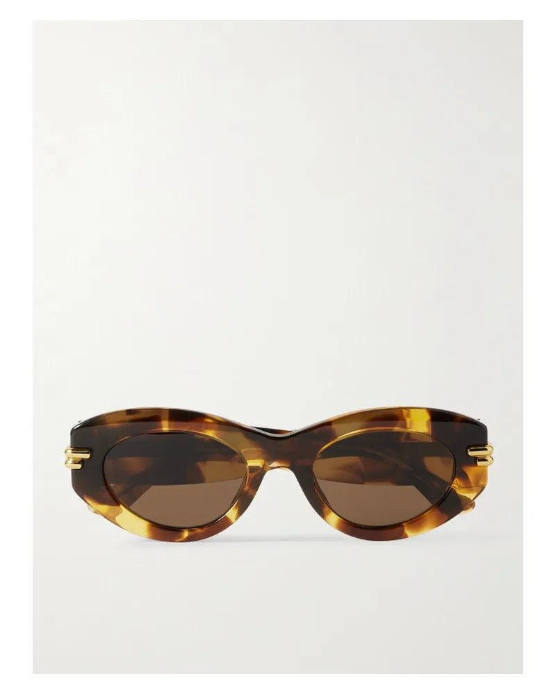 Bottega Veneta Sonnenbrille Mit Ovalem Rahmen Aus Azetat In Hornoptik Mit Goldfarbenen Details Horn