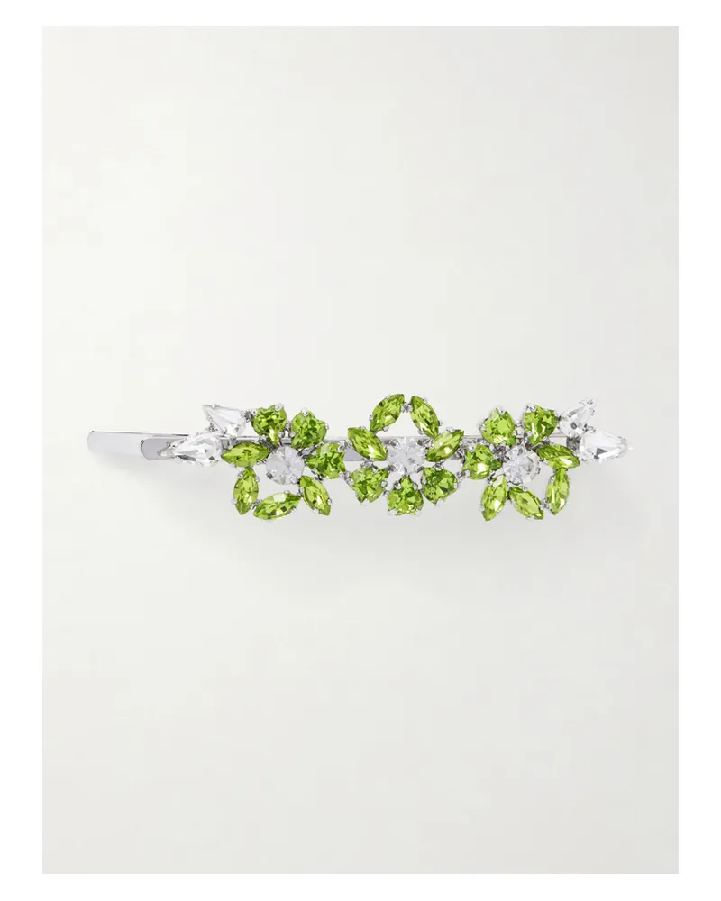 Simone Rocha Heartbloom Silberfarbene Haarspange Mit Kristallen - Grün Grün