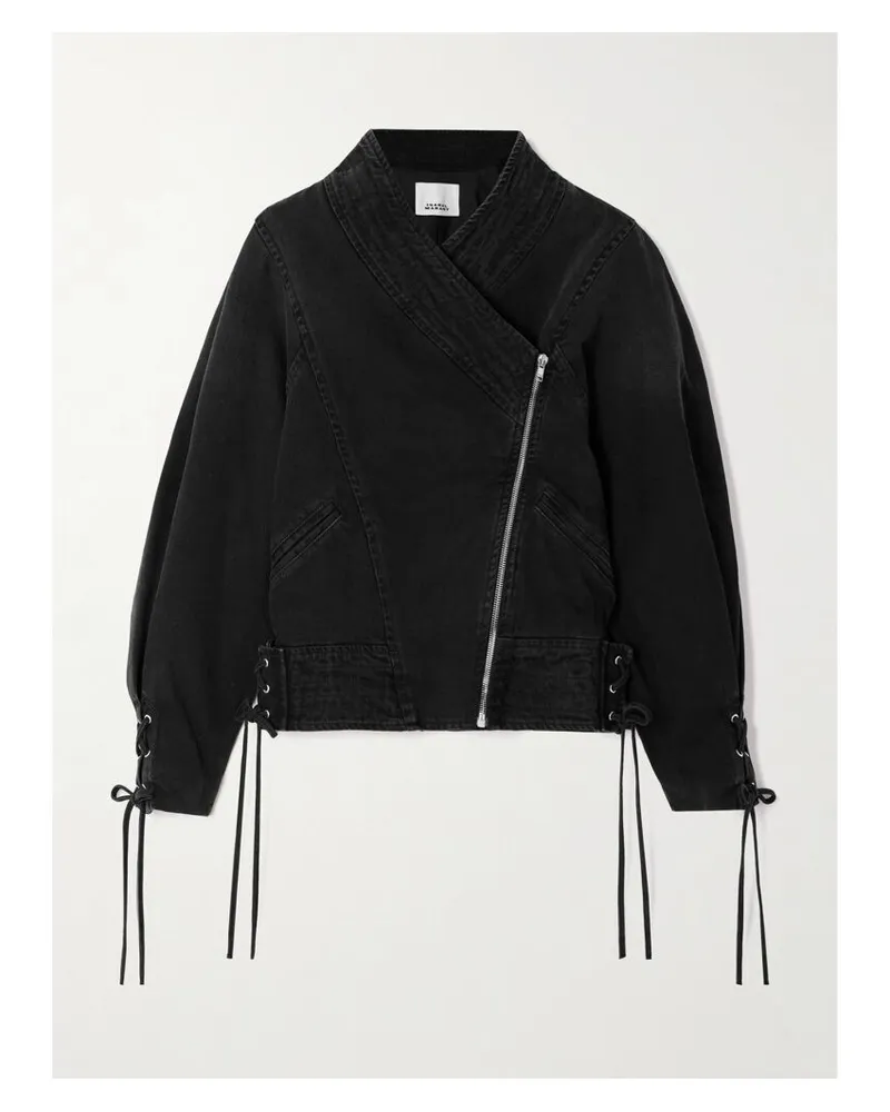 Isabel Marant Edina Jeansjacke Mit Schnürungen - Schwarz Schwarz