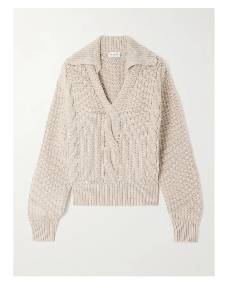 Magda Butrym Pullover Aus Kaschmir In Ripp- Und Zopfstrick Mit Polokragen - Neutral Neutral