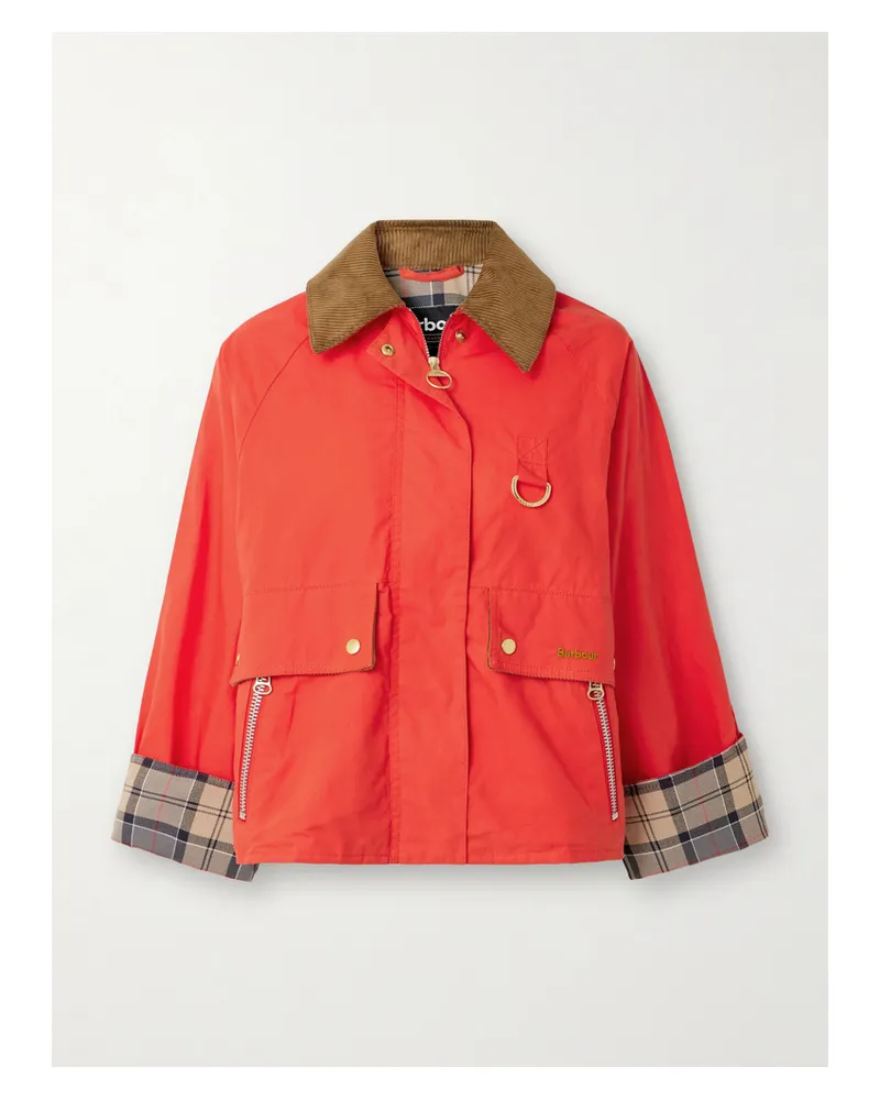 Barbour Mackworth Corduroy-trimmed Cropped Cotton Jacket - Red Red
