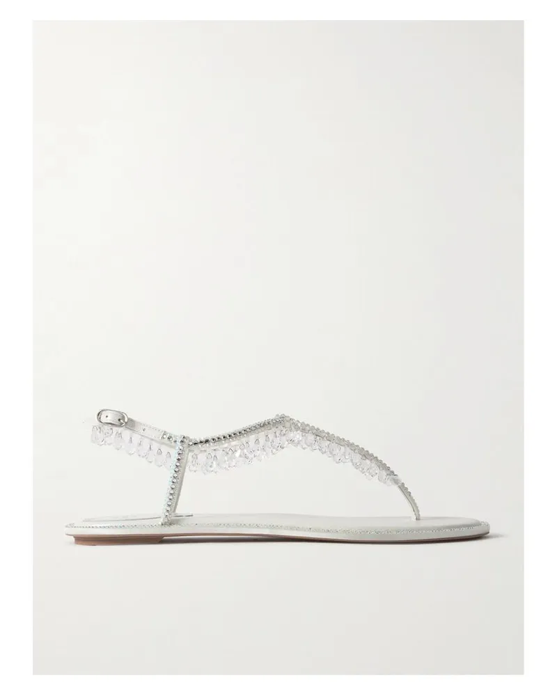 René Caovilla Chandelier Sandalen Aus Satin Mit Kristallen - Weiß Weiß