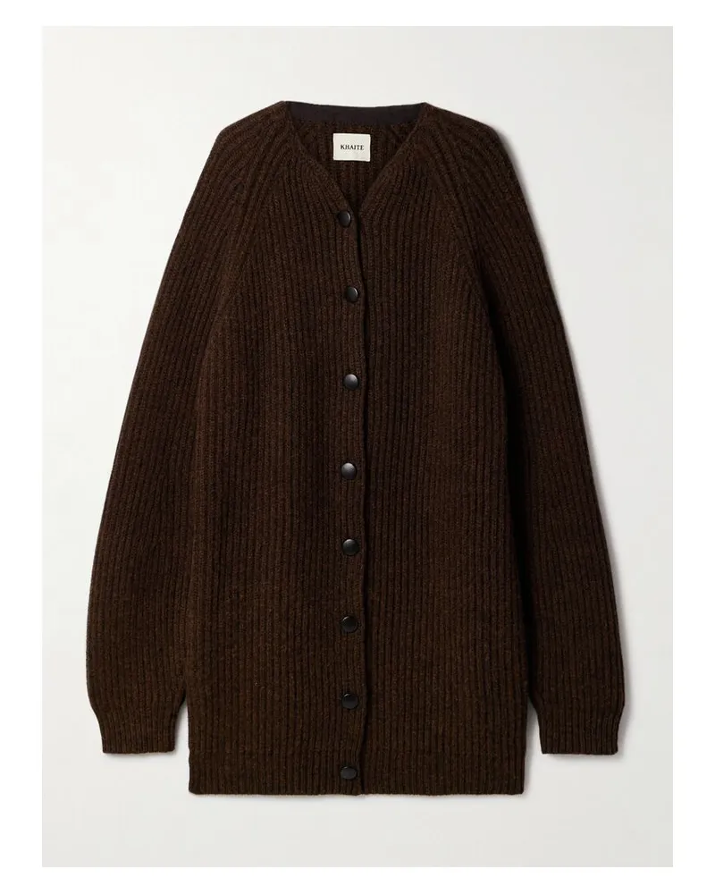 KHAITE Jina Oversized-cardigan Aus Geripptem Kaschmir - Braun Braun