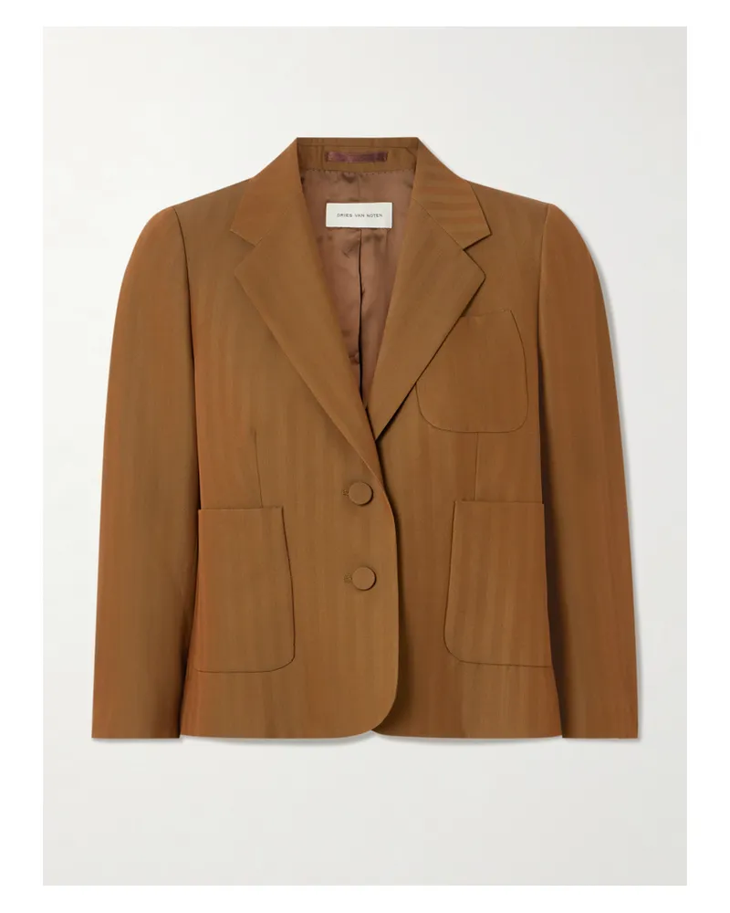Dries van Noten Cropped Striped Wool-blend Twill Blazer - Brown Brown