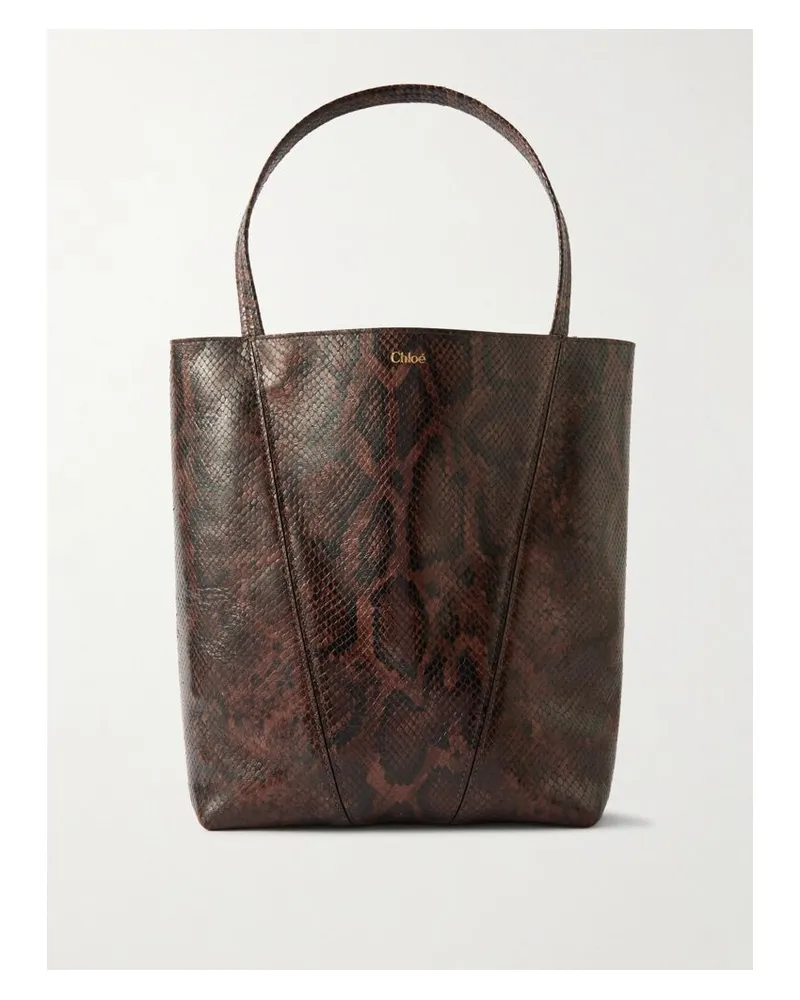Chloé Spin Tote Aus Leder Mit Schlangeneffekt - Braun Braun