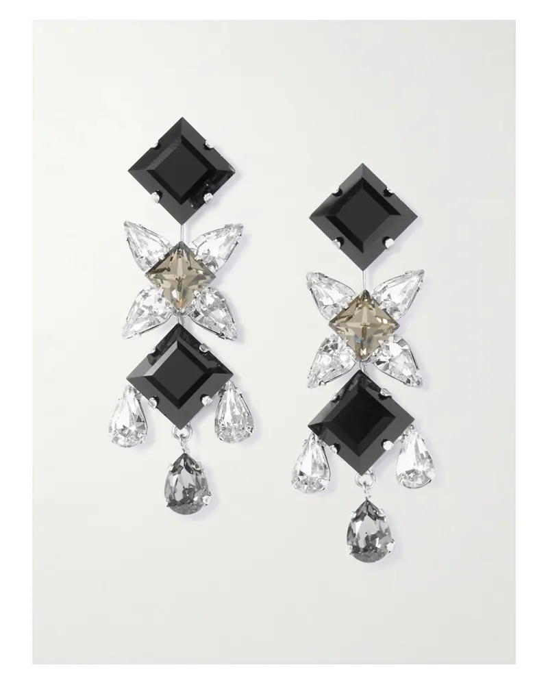 Jennifer Behr Raina Rhodium-plated Onyx And Crystal Earrings - Black Black