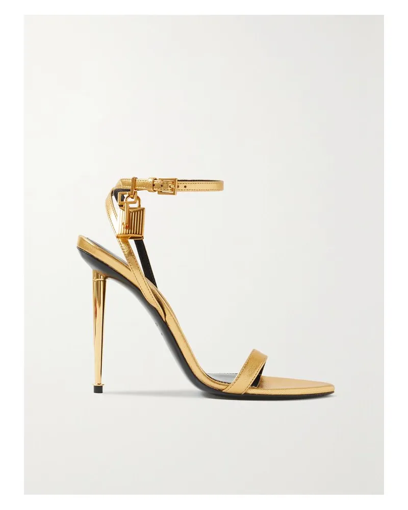 Tom Ford Padlock Sandalen Aus Metallic-leder - Gold Gold