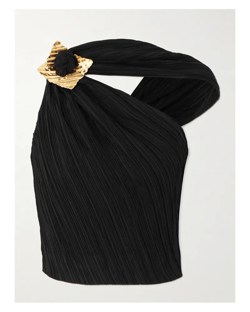 Cult Gaia Moira Asymmetrisches Bustier Aus Plissiertem Chiffon - Schwarz Schwarz