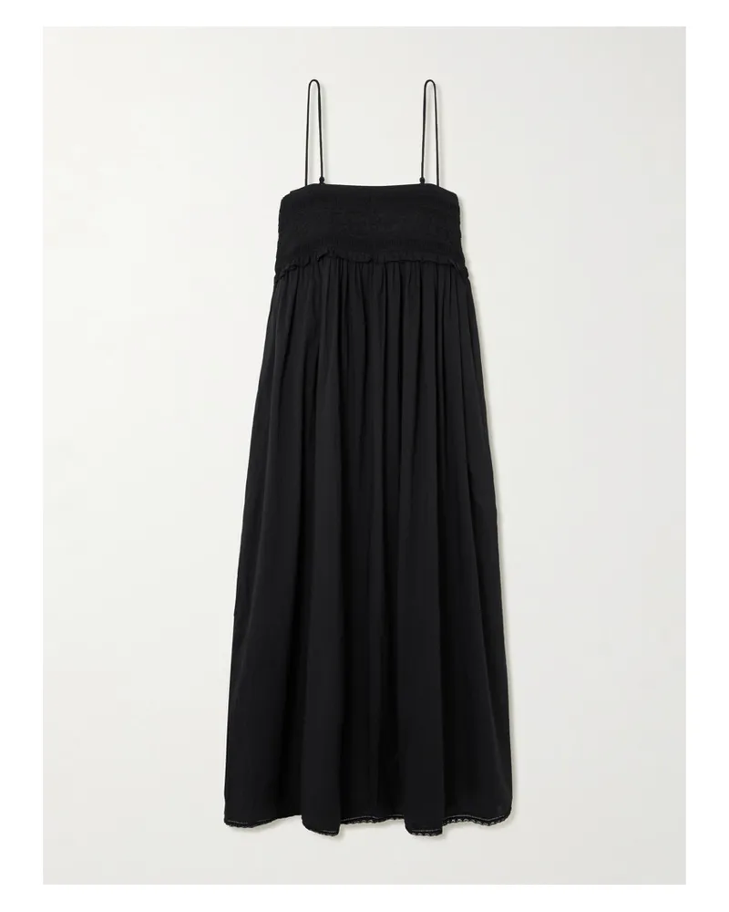 Posse Danielle Lace-trimmed Cotton Midi Dress - Black Black