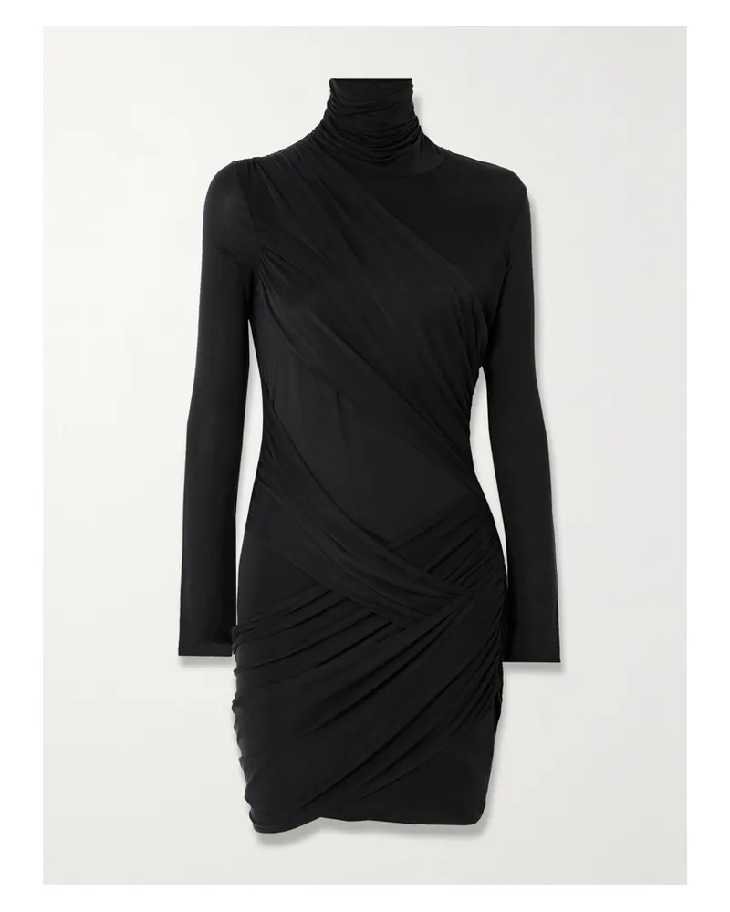 GAUGE81 Kores Minikleid Aus Stretch-jersey Mit Raffungen Und Stehkragen - Schwarz Schwarz