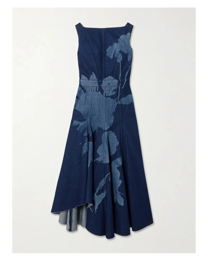 Erdem Asymmetrisches Midi-jeanskleid Blau