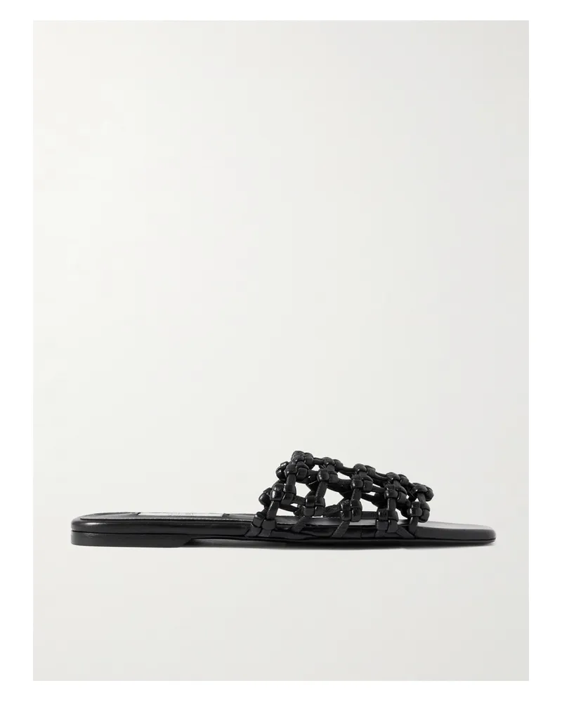 Totême Woven Leather Slides - Black Black