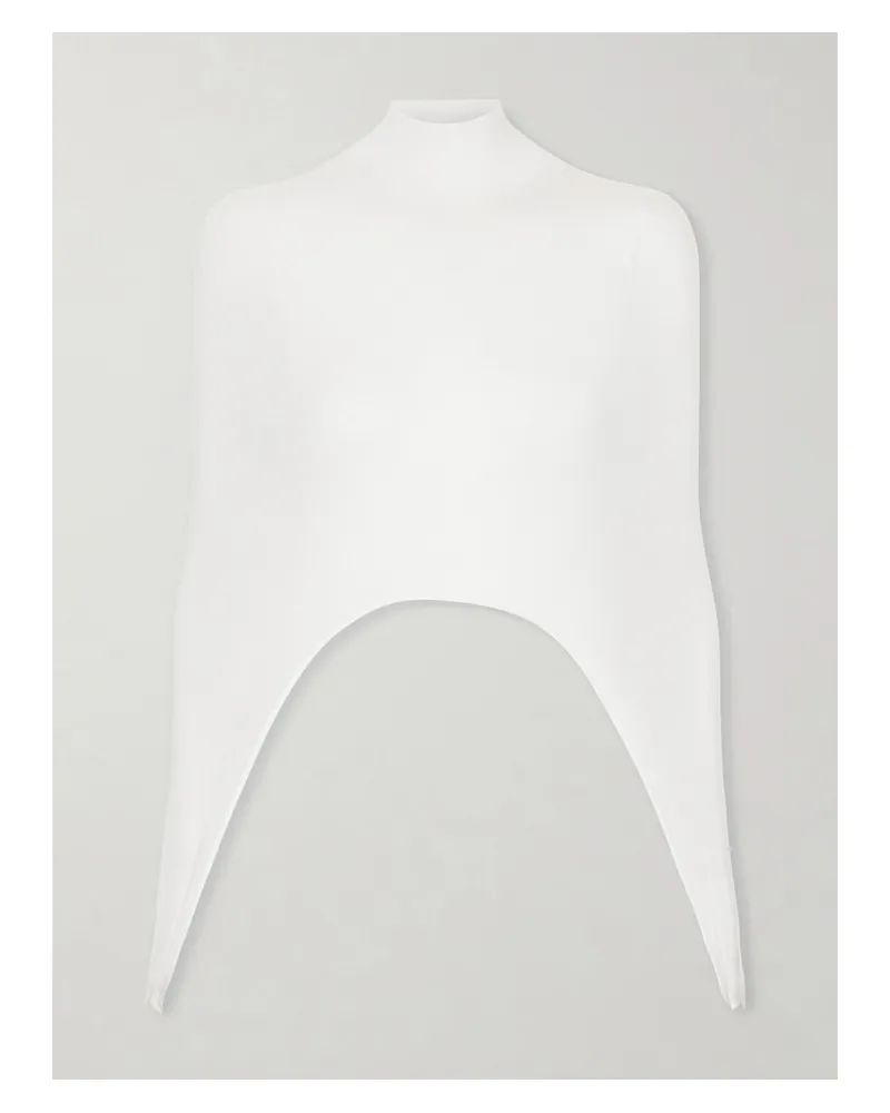 Alaïa Cropped Turtleneck Silk-blend Top - White White