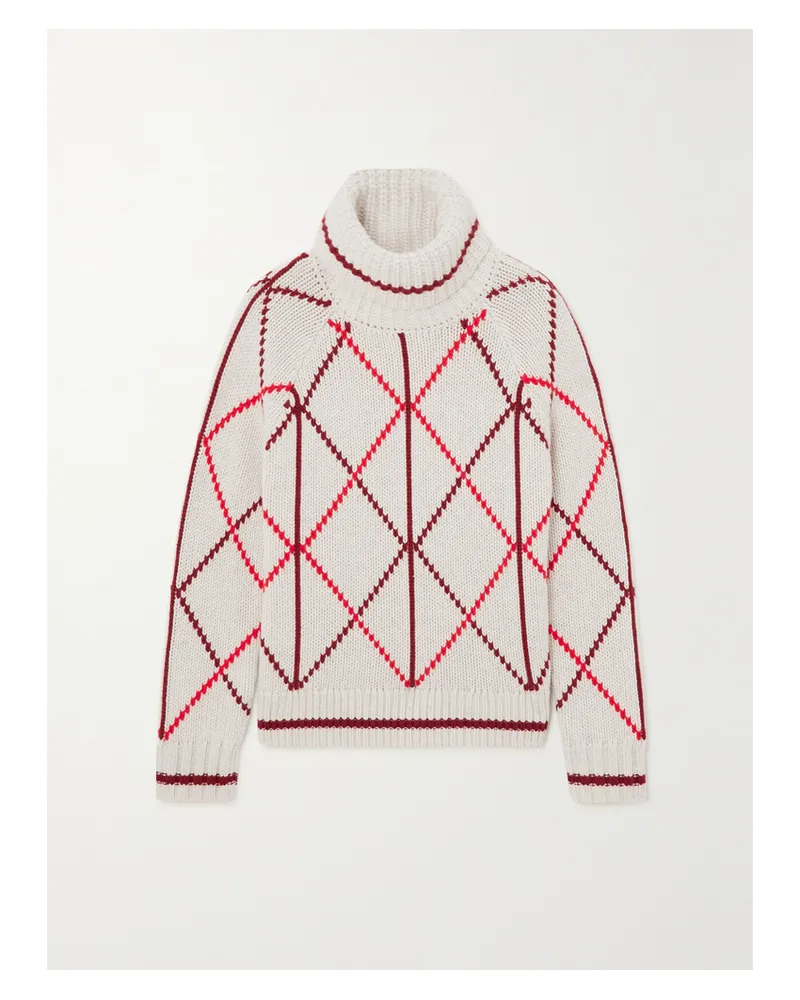 Bogner Solange Rollkragenpullover Aus Kaschmir Mit Intarsienmuster - Weiß Weiß