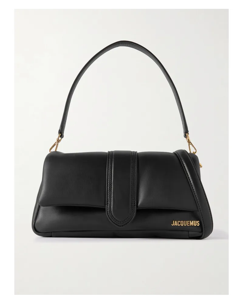 Jacquemus Le Bambimou Schultertasche aus Wattiertem Leder Schwarz