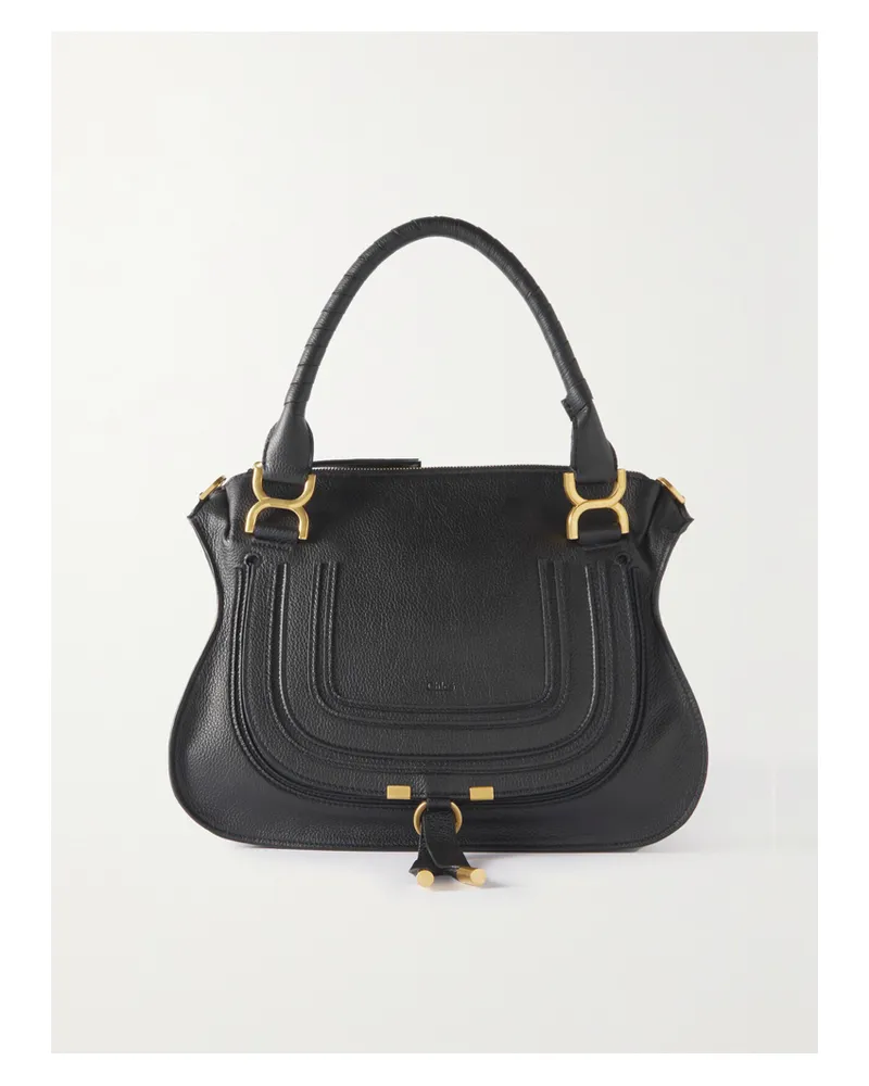 Chloé Net Sustain Marcie Medium Textured-leather Tote - Black Black