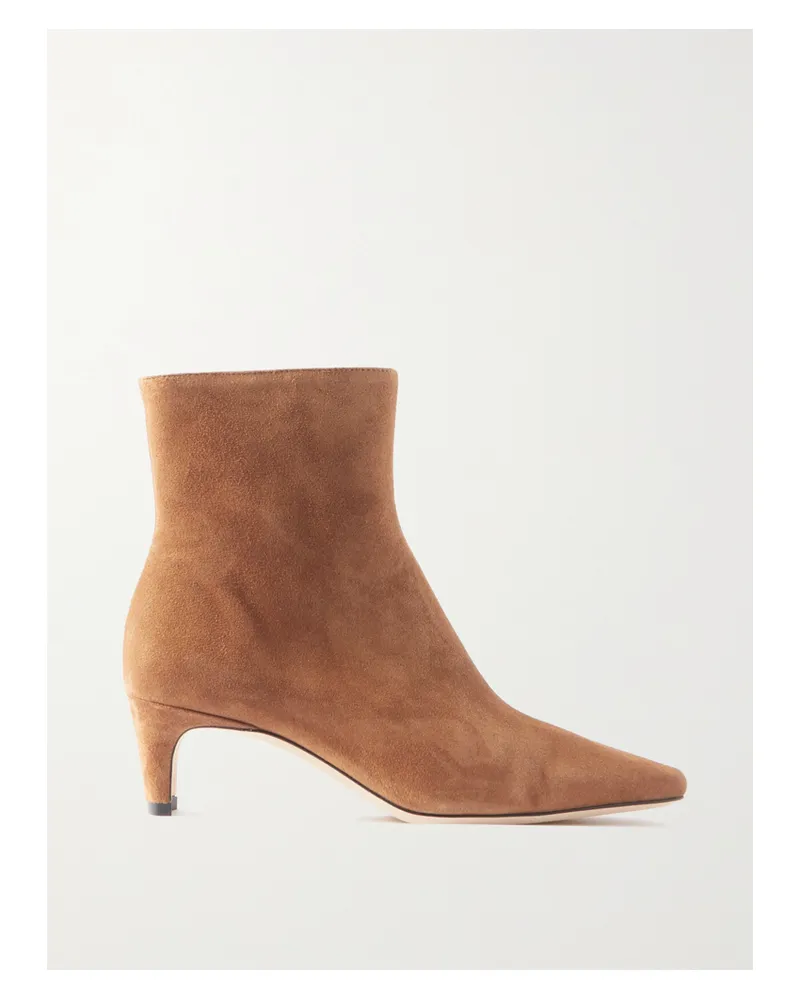 STAUD Wally Suede Ankle Boots - Brown Brown
