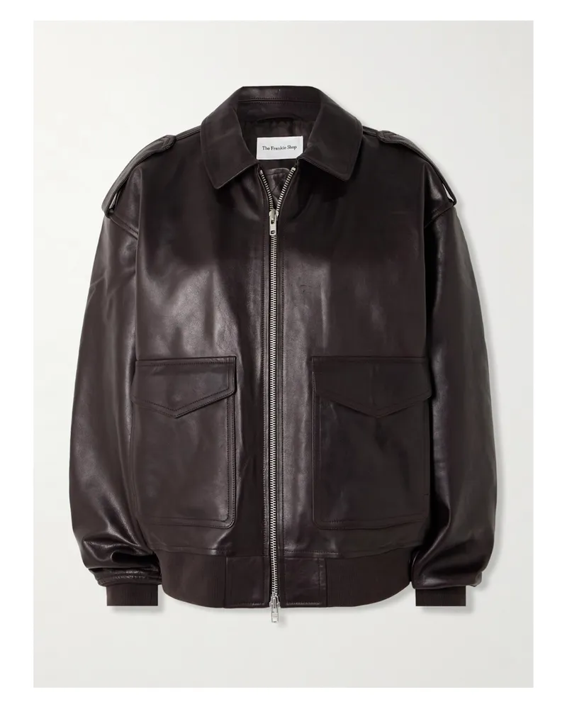 FRANKIE Shop Viper Oversized Leather Jacket - Brown Brown