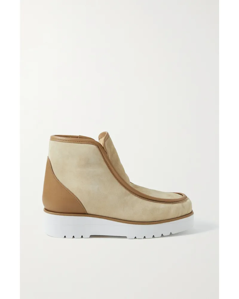 Gabriela Hearst Tyga Ankle Boots Aus Veloursleder Mit Lederbesätzen - Neutral Neutral