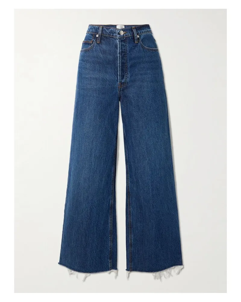 Frame Denim Le Low Baggy Hoch Sitzende Jeans Mit Weitem Bein Aus Bio-denim Mit Distressed-details - Blau Blau