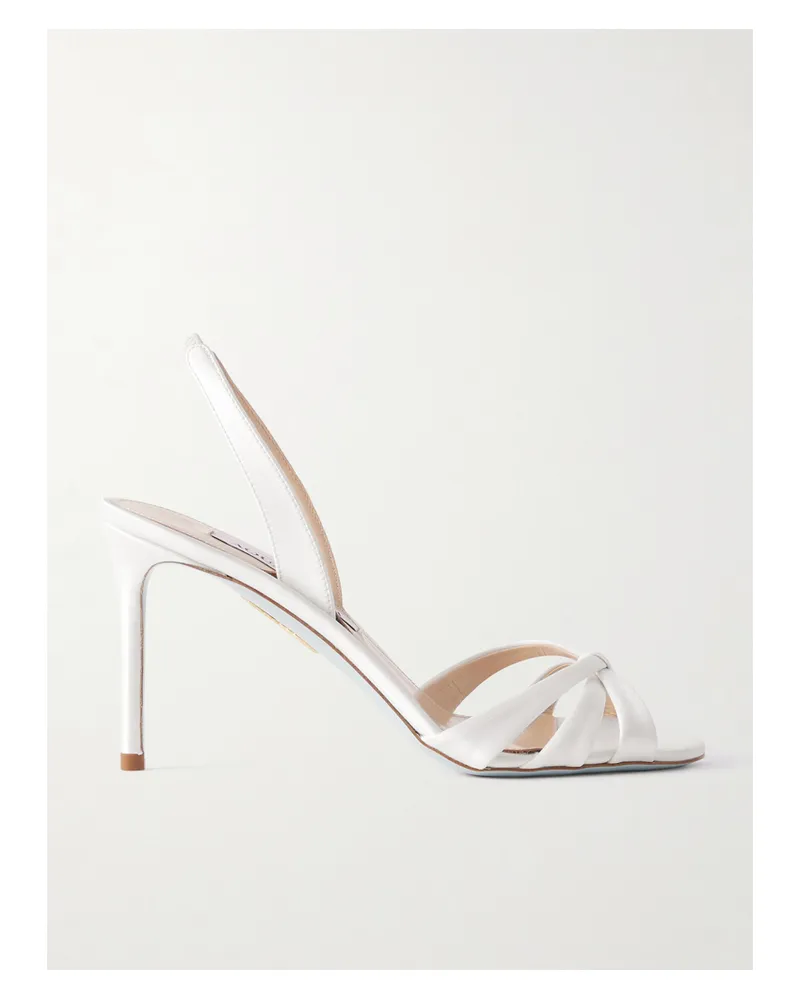 Aquazzura Tati 85 Satin Slingback Sandals - White White