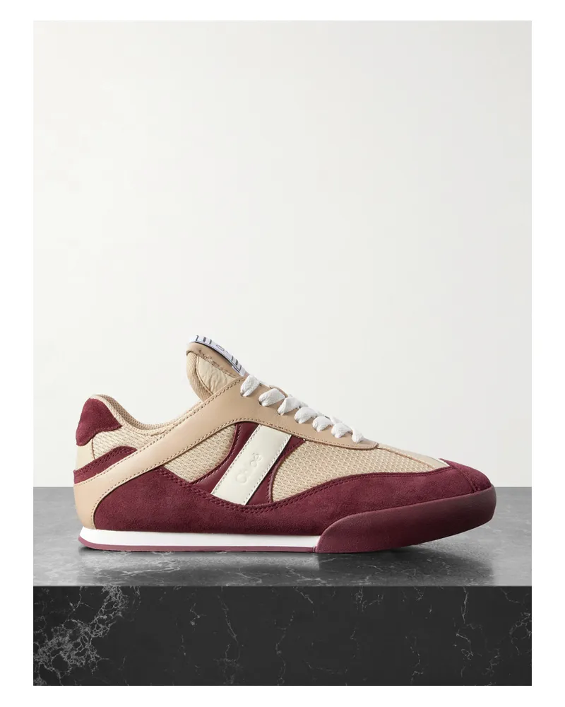 Chloé Kick Leather And Suede-trimmed Mesh Sneakers - Neutrals Neutrals