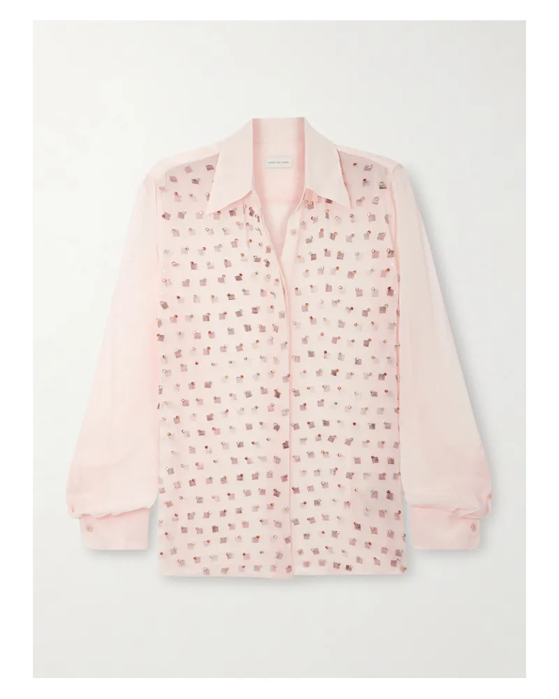 Dries van Noten Hemd Aus Chiffon Mit Verzierungen - Pink Pink