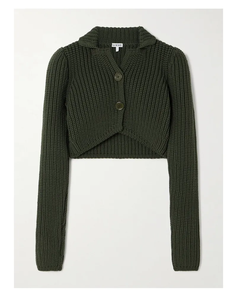 Loewe Verkürzter Cardigan Aus Rippstrick - Grün Grün