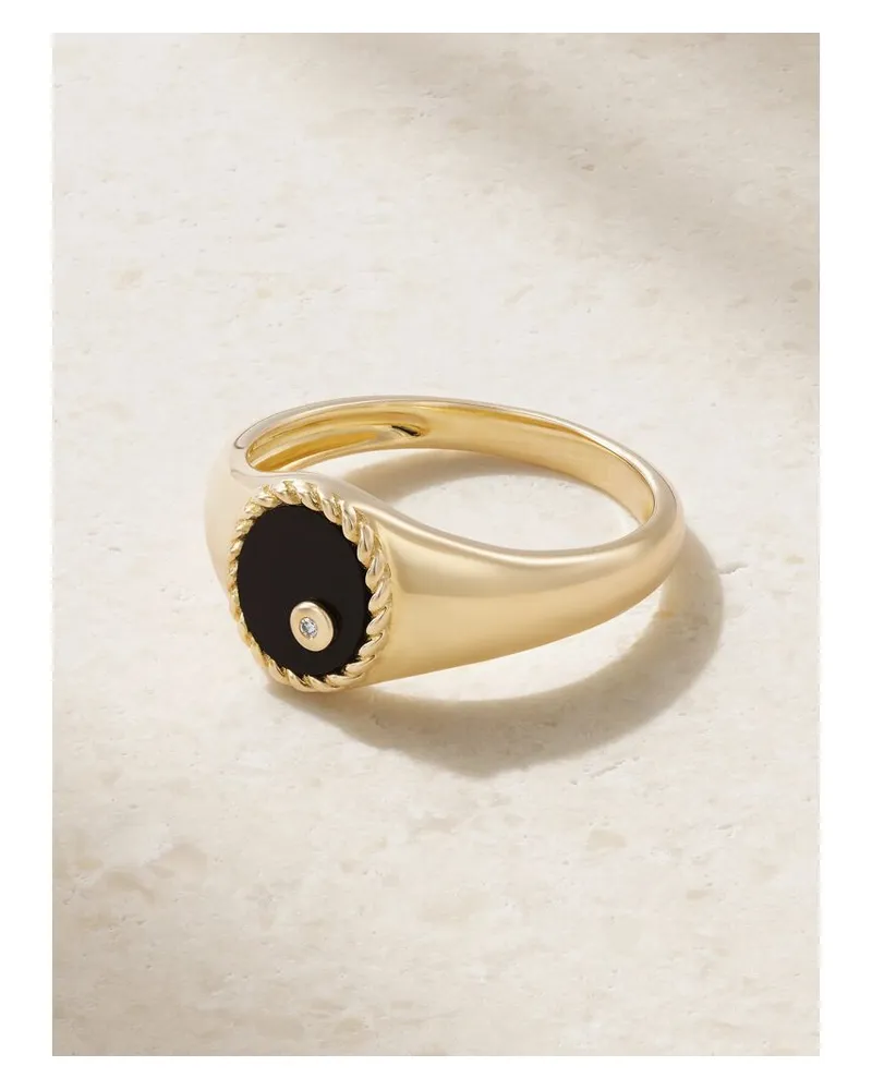 Yvonne Léon Ring Aus 9 Karat Gold Mit Onyx Und Diamant Gold