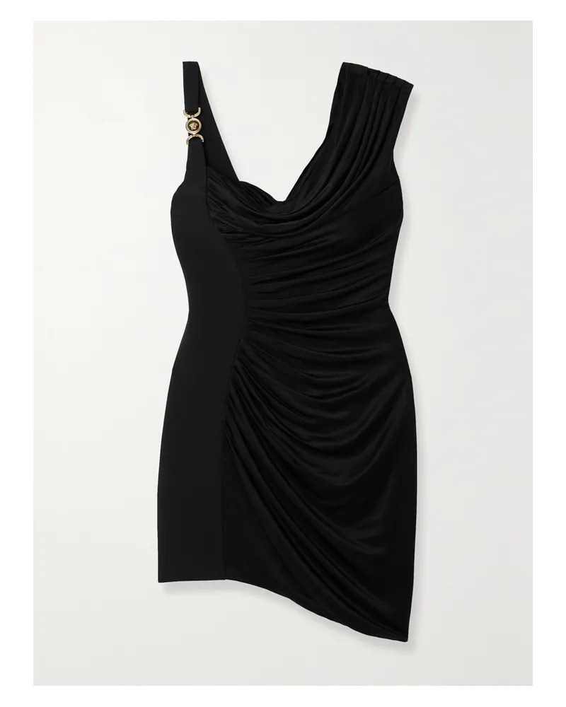 Versace Asymmetrisches Minikleid Aus Jersey Mit Verzierung - Schwarz Schwarz