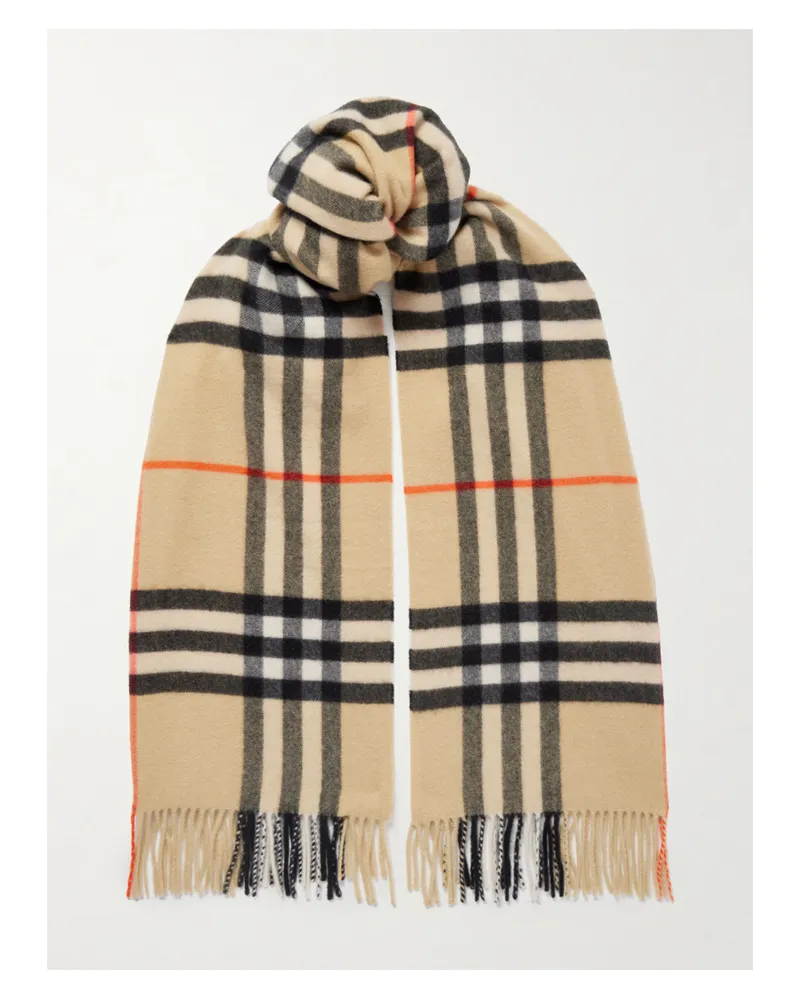 Burberry Karierter Kaschmirschal Mit Fransen - Neutral Neutral