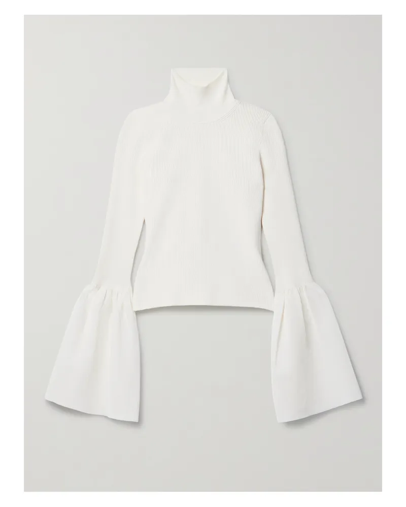 Altuzarra Dana Pullover Aus Geripptem Stretch-strick Mit Stehkragen Und Jersey-besätzen - Weiß Weiß