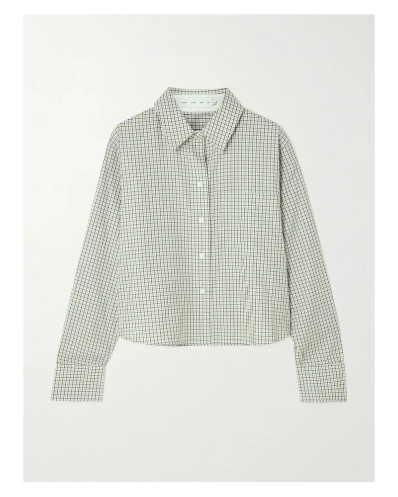 Proenza Schouler Olive Verkürztes Hemd Aus Baumwollpopeline Mit Karomuster - Grau Grau