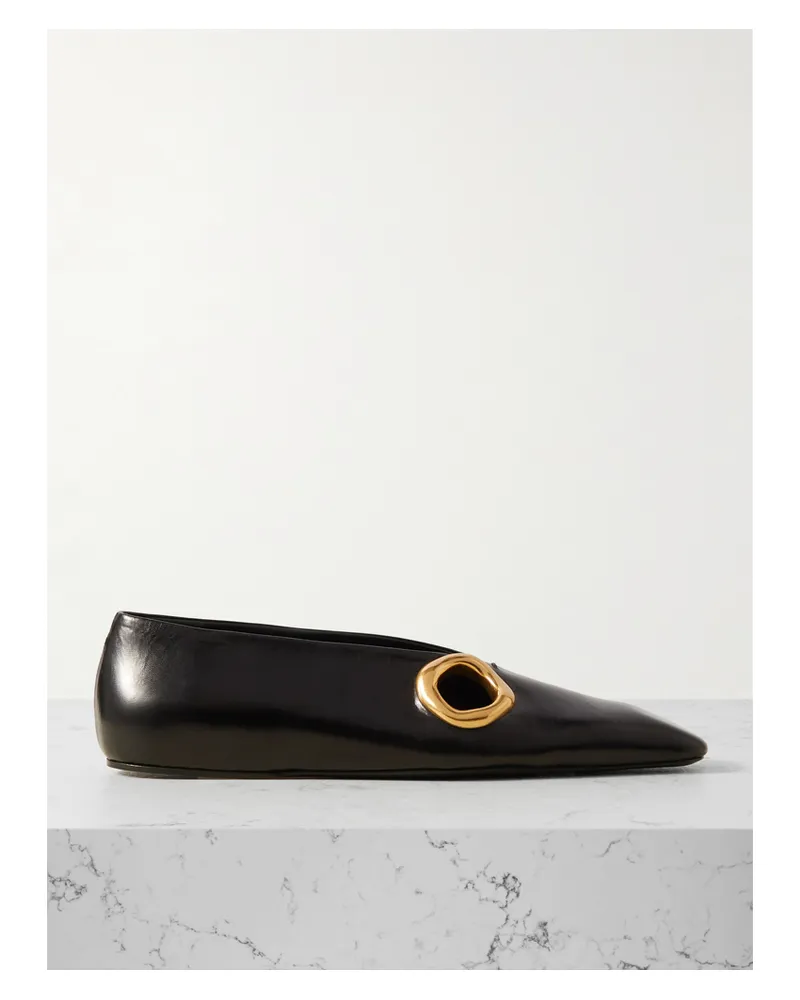 Jil Sander Flache Schuhe Aus Leder Mit Verzierung - Schwarz Schwarz
